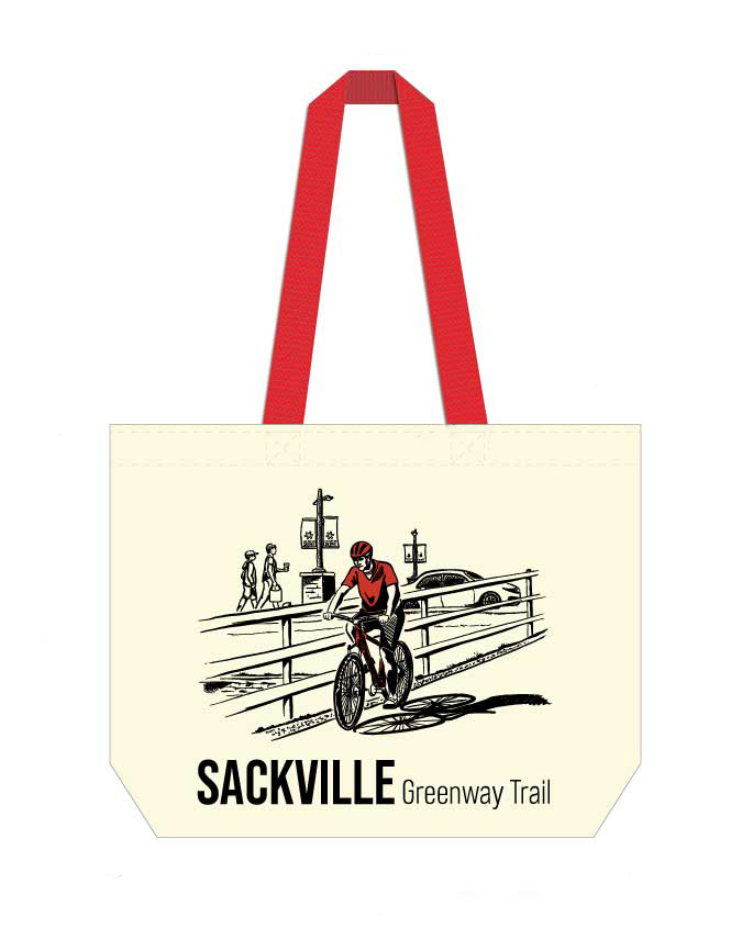 Sackville Greenway Trail tote with red straps
