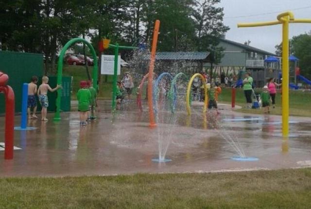 Water park with many water features in action.