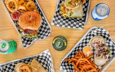 An overhead shot of food from Wrap N' Roll